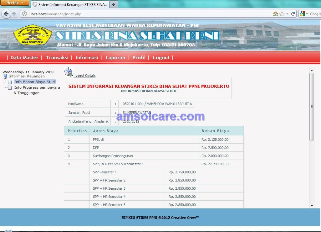 Software Sistem Informasi Keuangan Bendahara STIKES